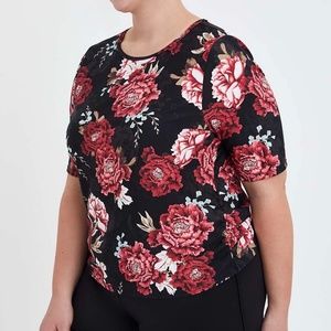 NWOT Torrid Floral Elbow Sleeve Side Cinch Swim Shirt 1X